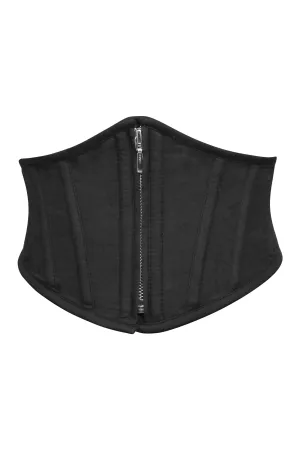 Iris Black Cotton Waspie Belt with Zip Front