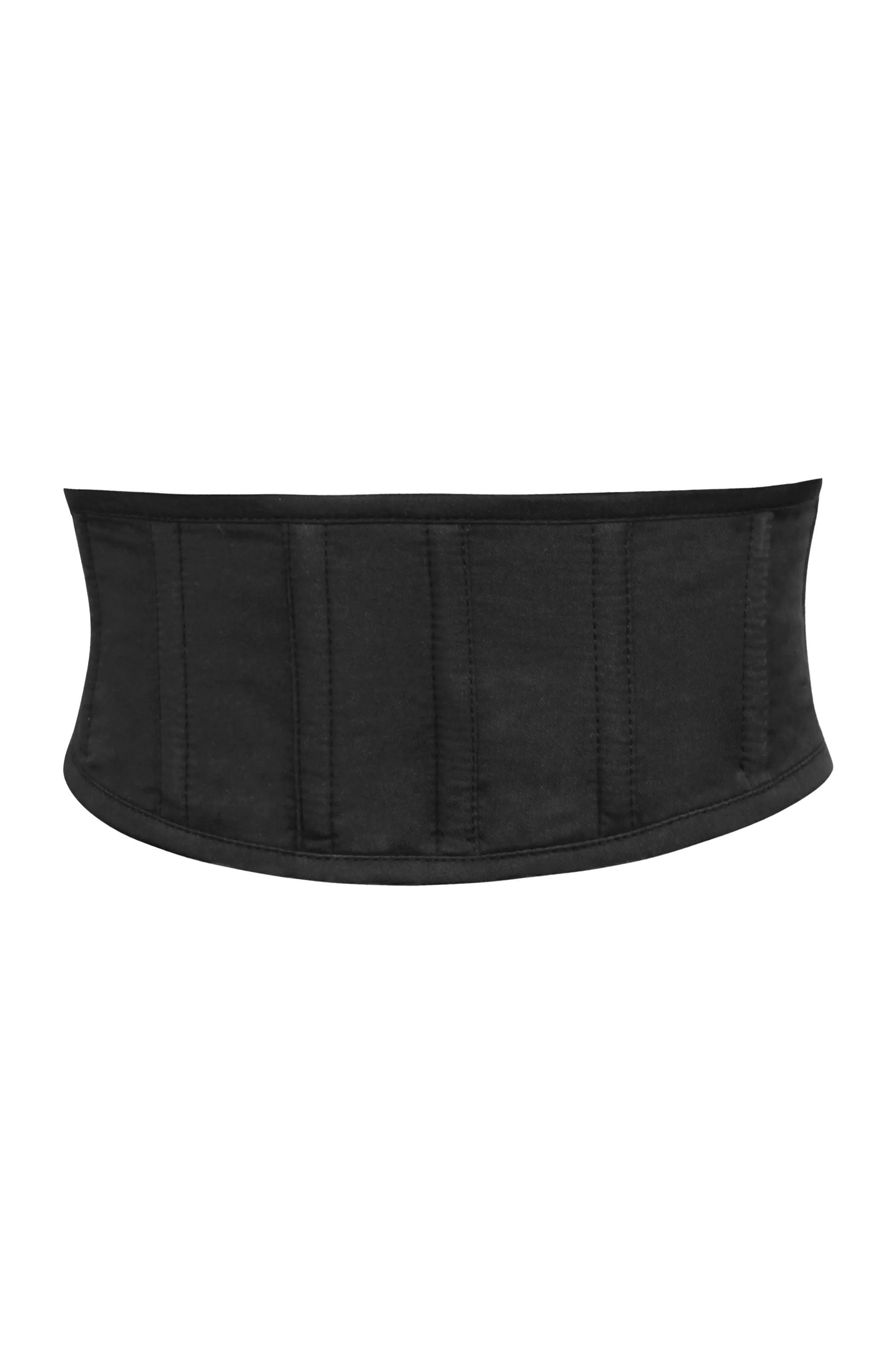 Iris Black Cotton Waspie Belt with Zip Front