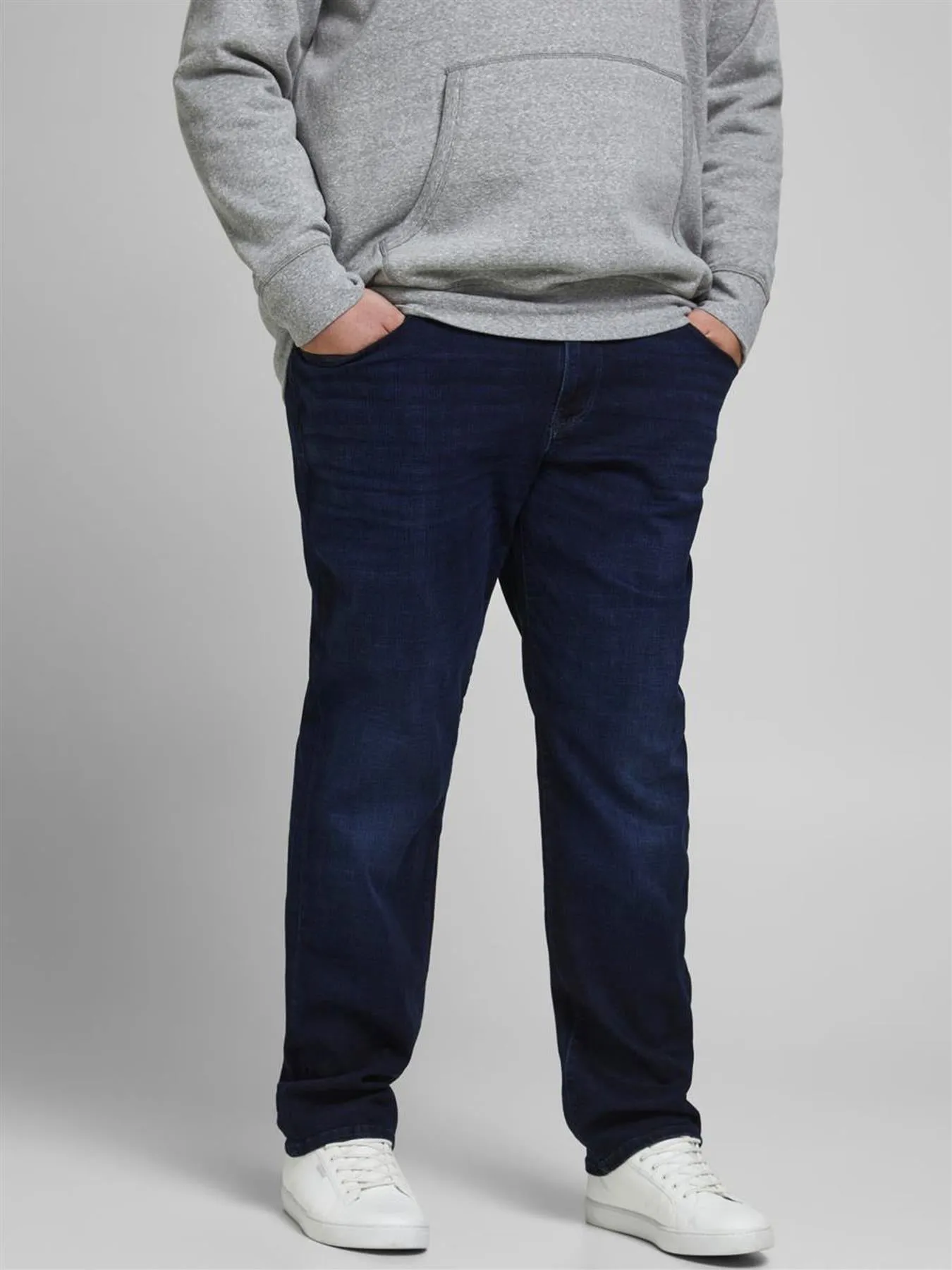 Jack & Jone Mens Glenn Icon JJ 757 Plus Size Slim Fit Jeans in Blue Denim