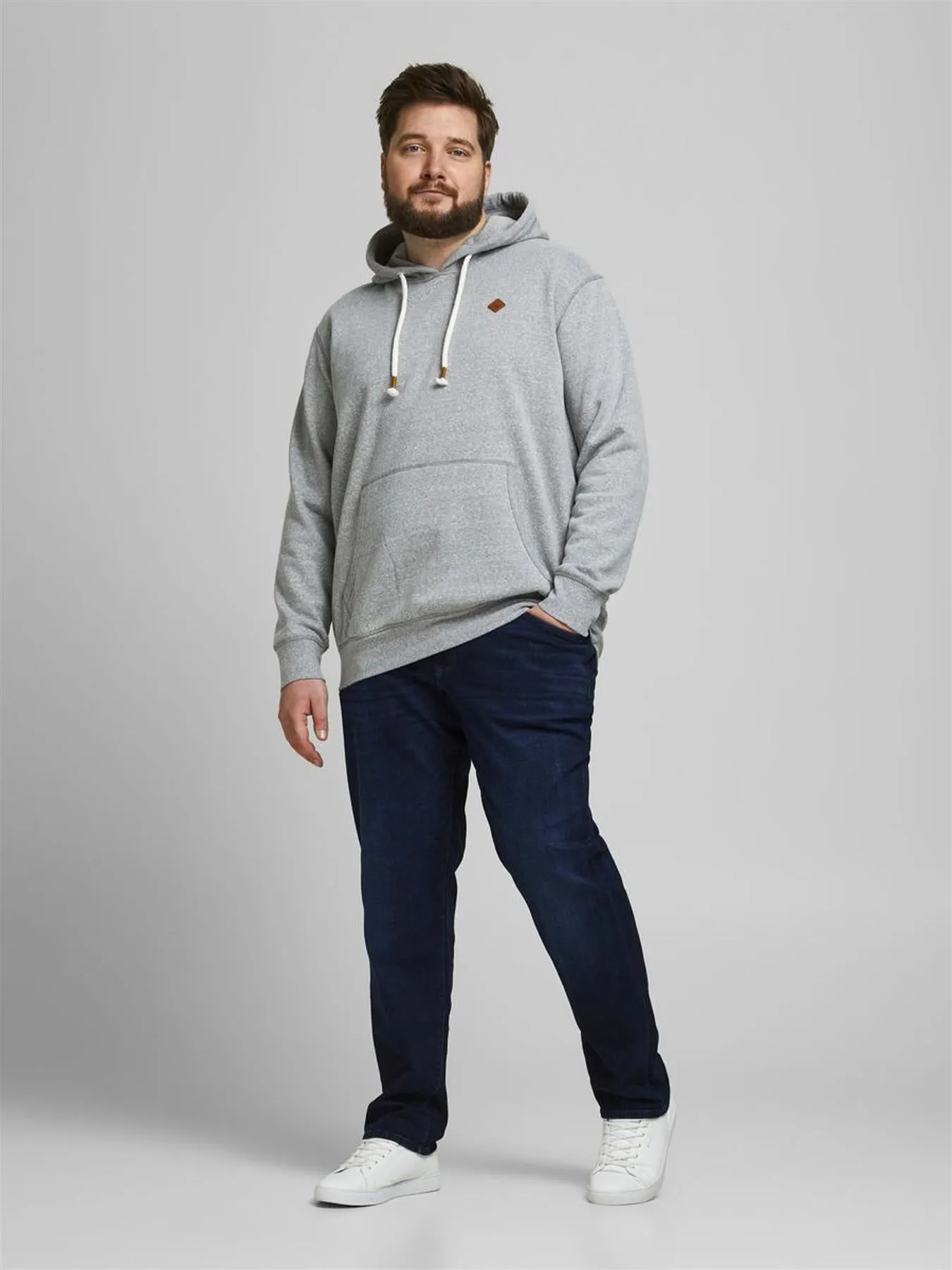 Jack & Jone Mens Glenn Icon JJ 757 Plus Size Slim Fit Jeans in Blue Denim