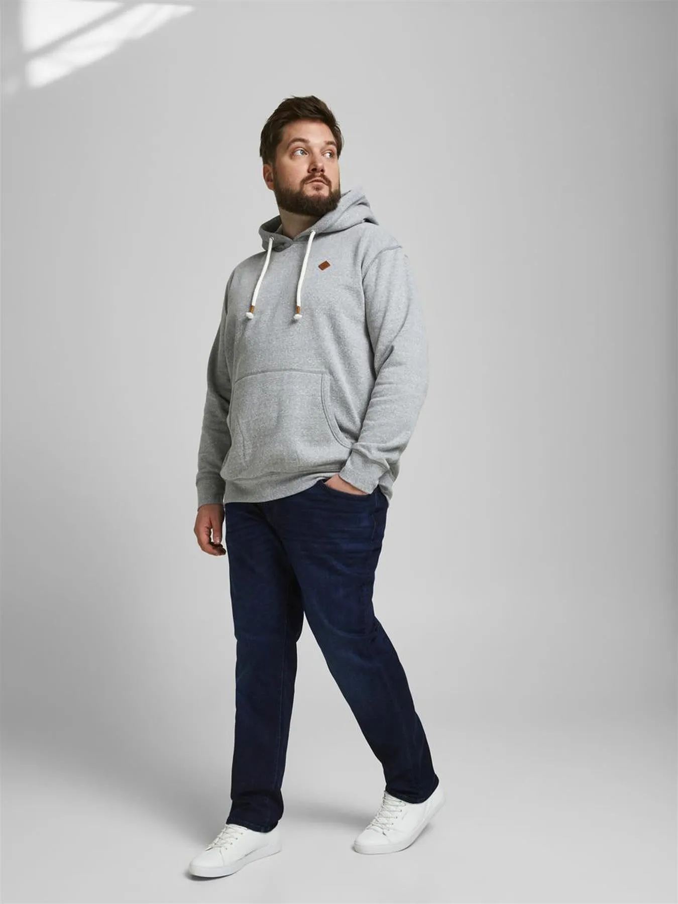 Jack & Jone Mens Glenn Icon JJ 757 Plus Size Slim Fit Jeans in Blue Denim