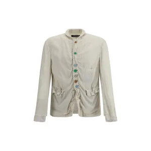 Jacket with multicolored button