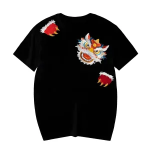 Japanese Lion Embroidered T-shirt