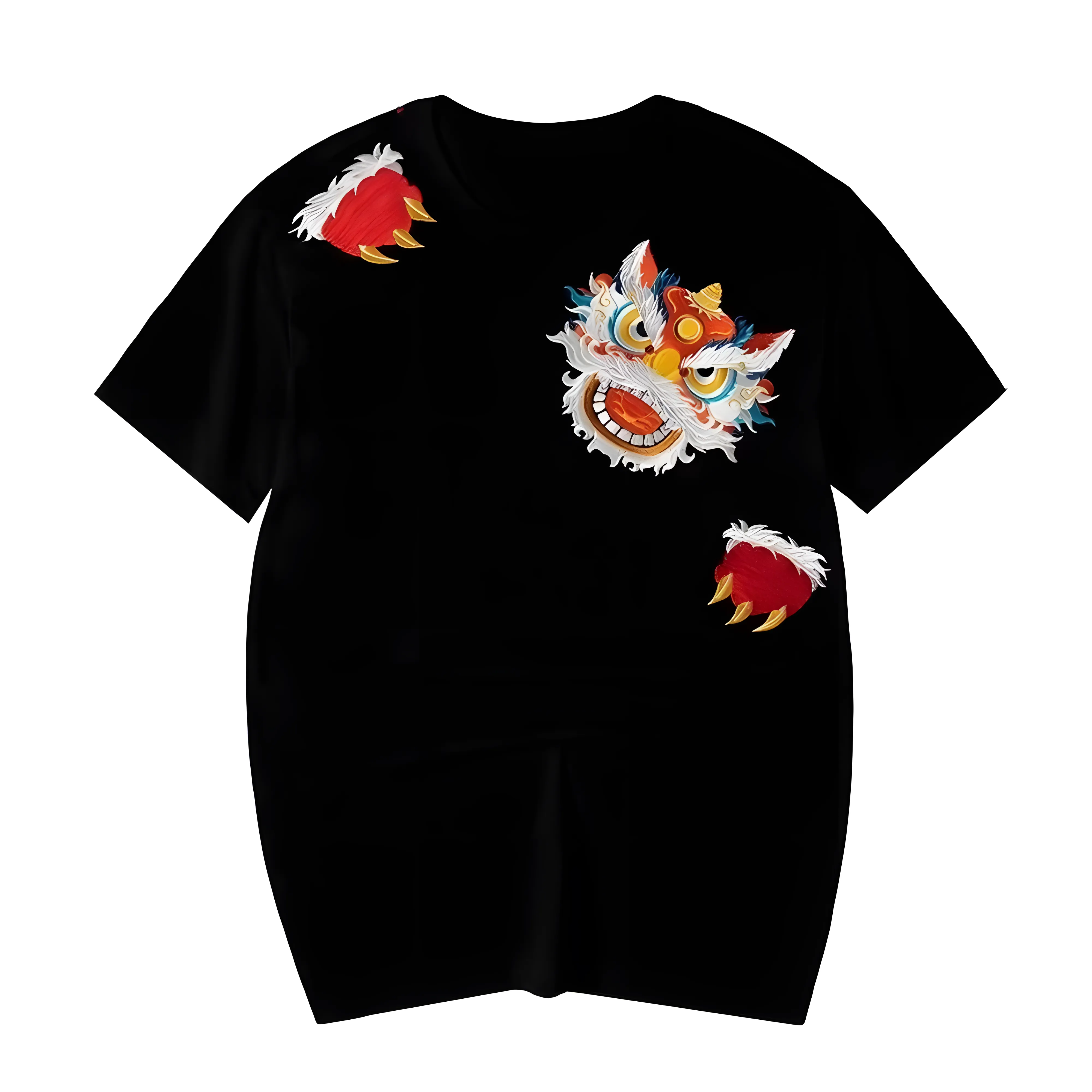 Japanese Lion Embroidered T-shirt