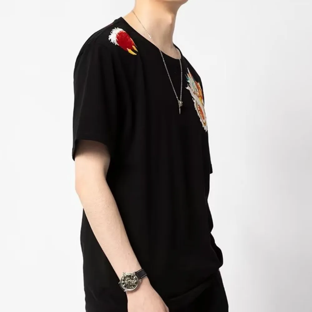 Japanese Lion Embroidered T-shirt
