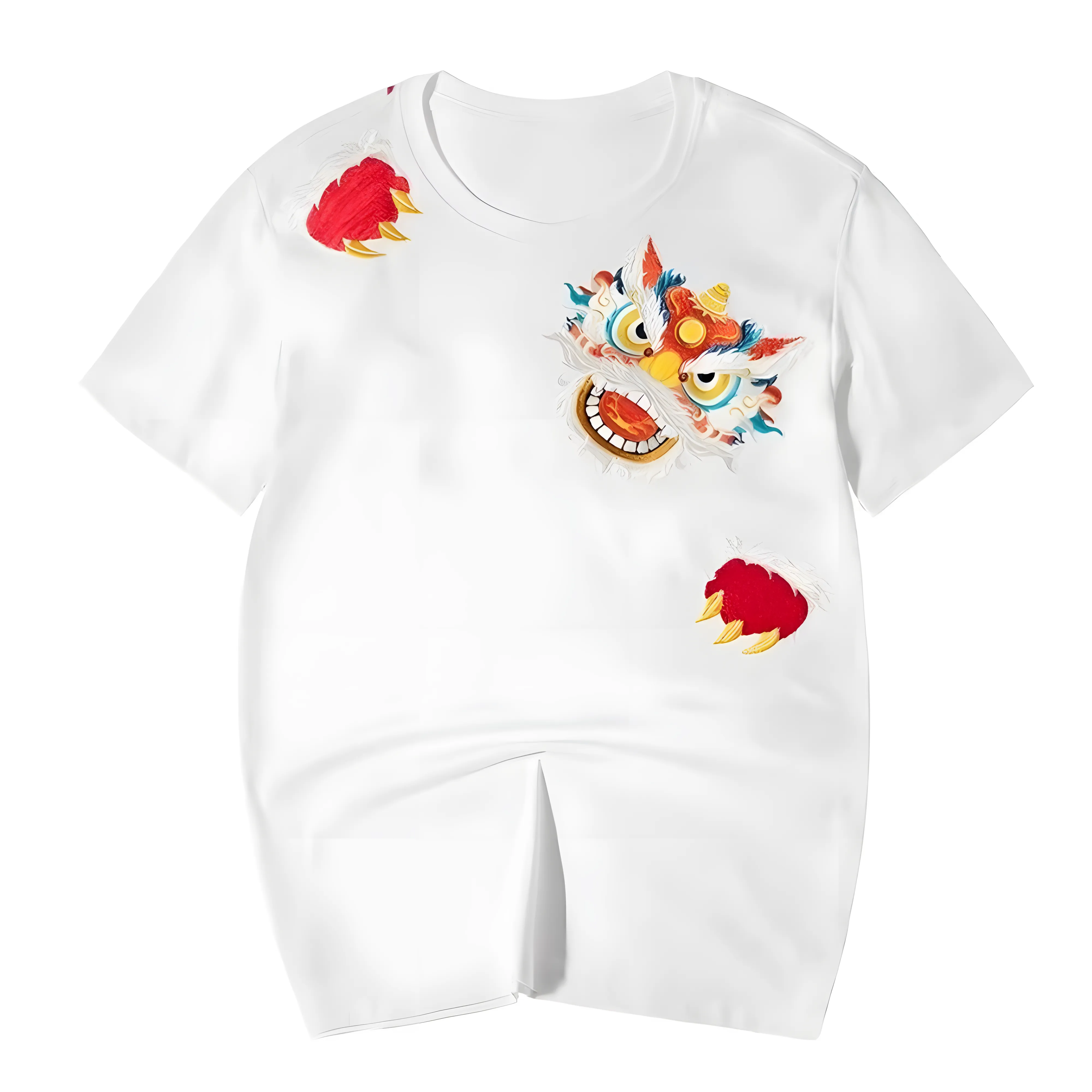 Japanese Lion Embroidered T-shirt
