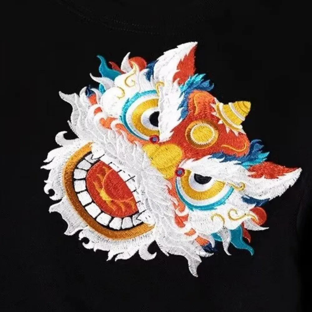 Japanese Lion Embroidered T-shirt