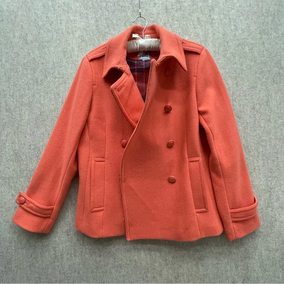 JCP Wool Orange Pea Coat with Lining  XL
