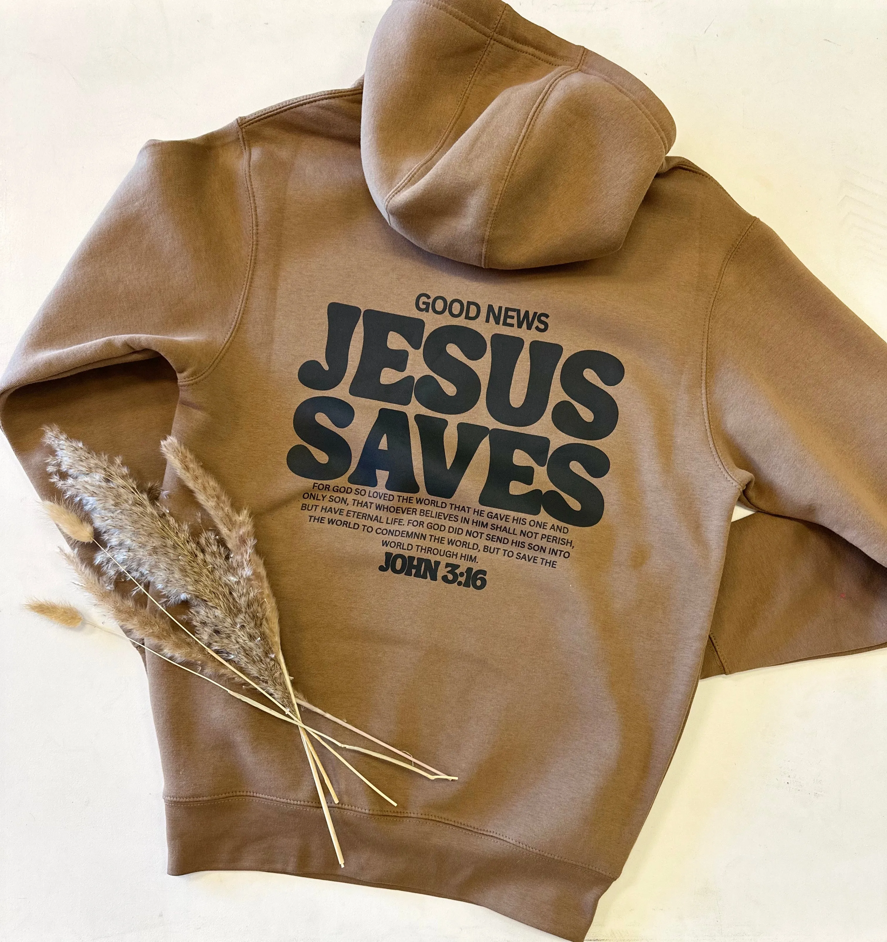 Jesus Saves Hoodie - Toasted Coconut