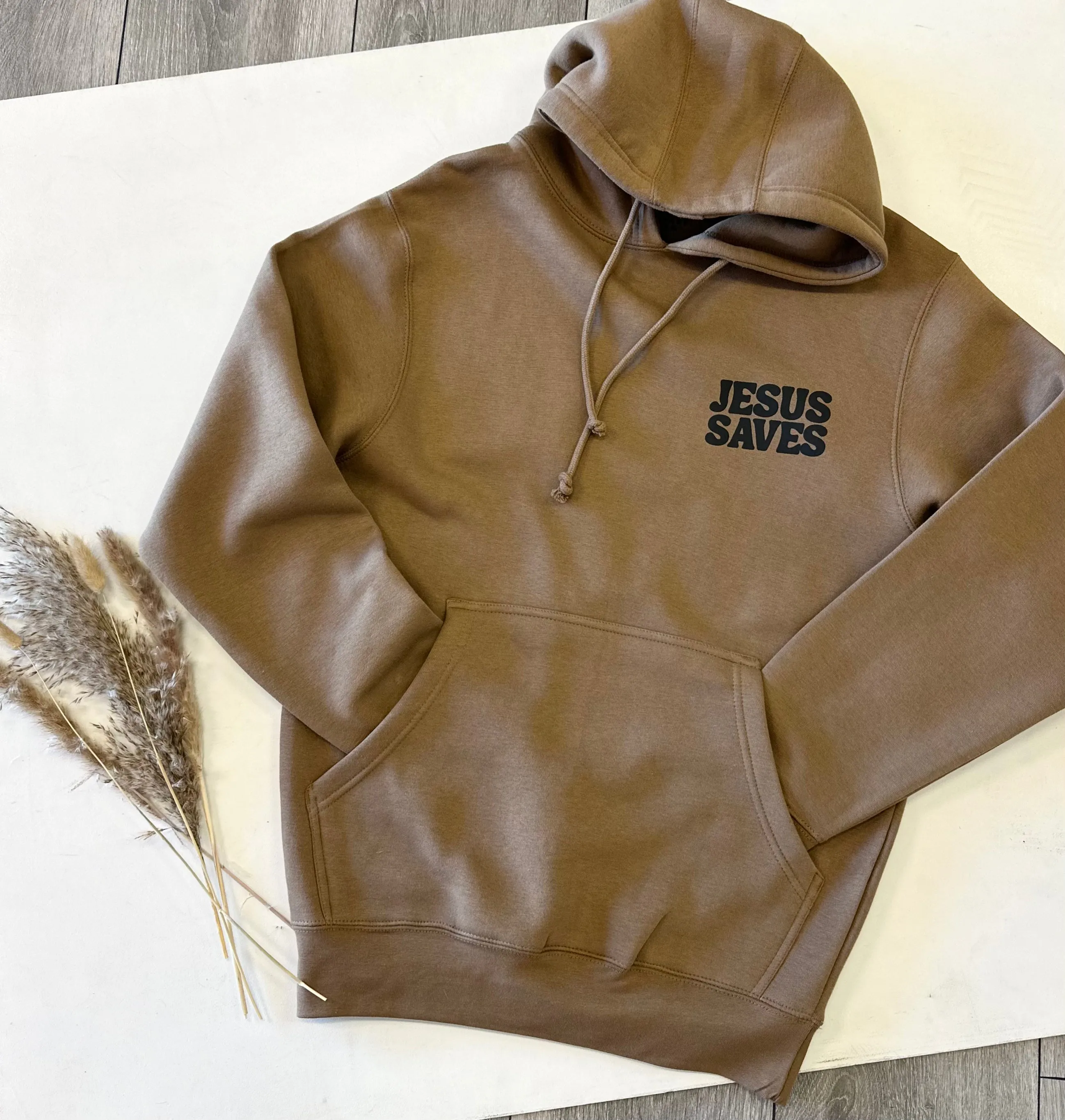 Jesus Saves Hoodie - Toasted Coconut
