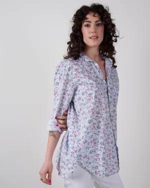 joedy button up - blue, pink floral