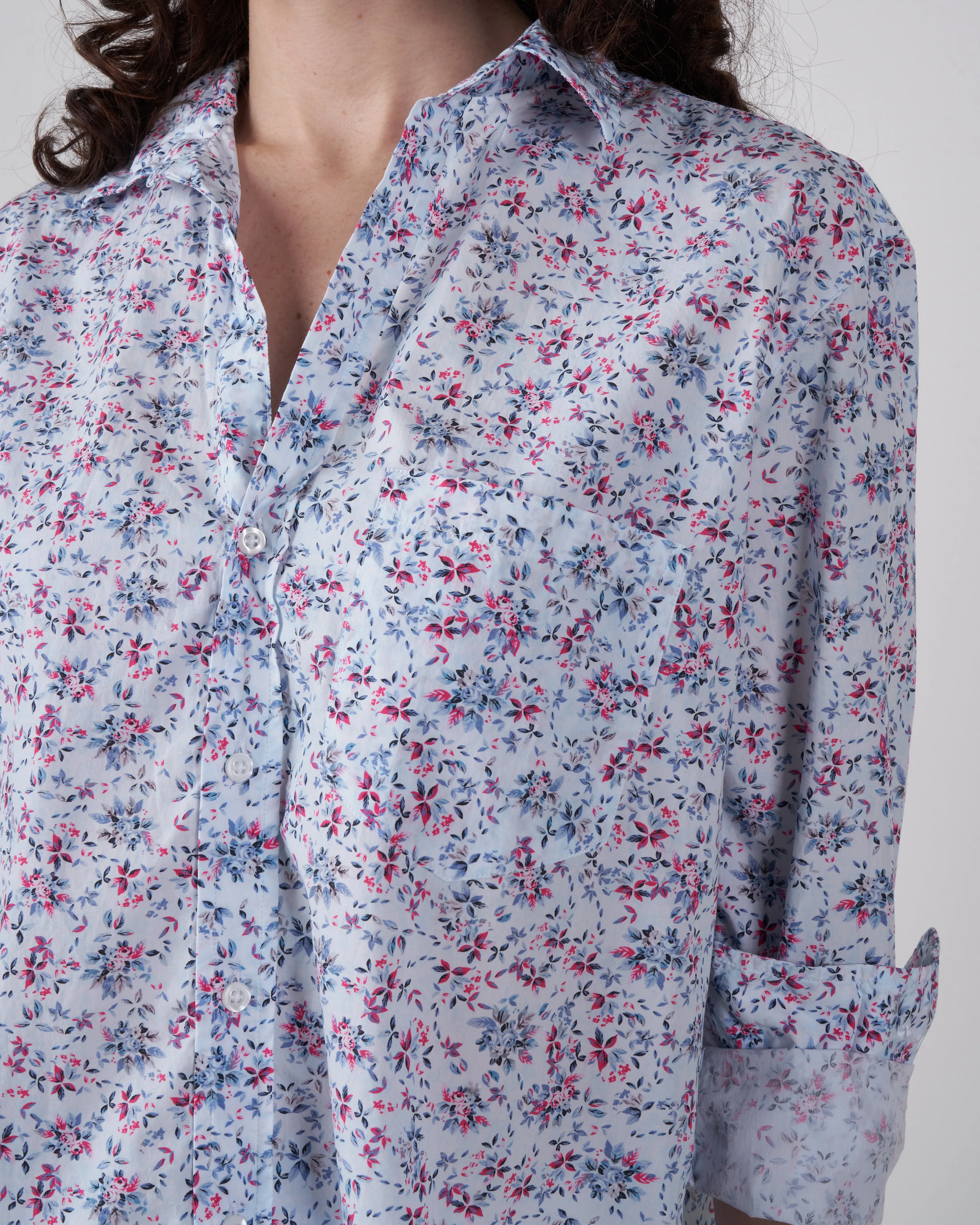 joedy button up - blue, pink floral