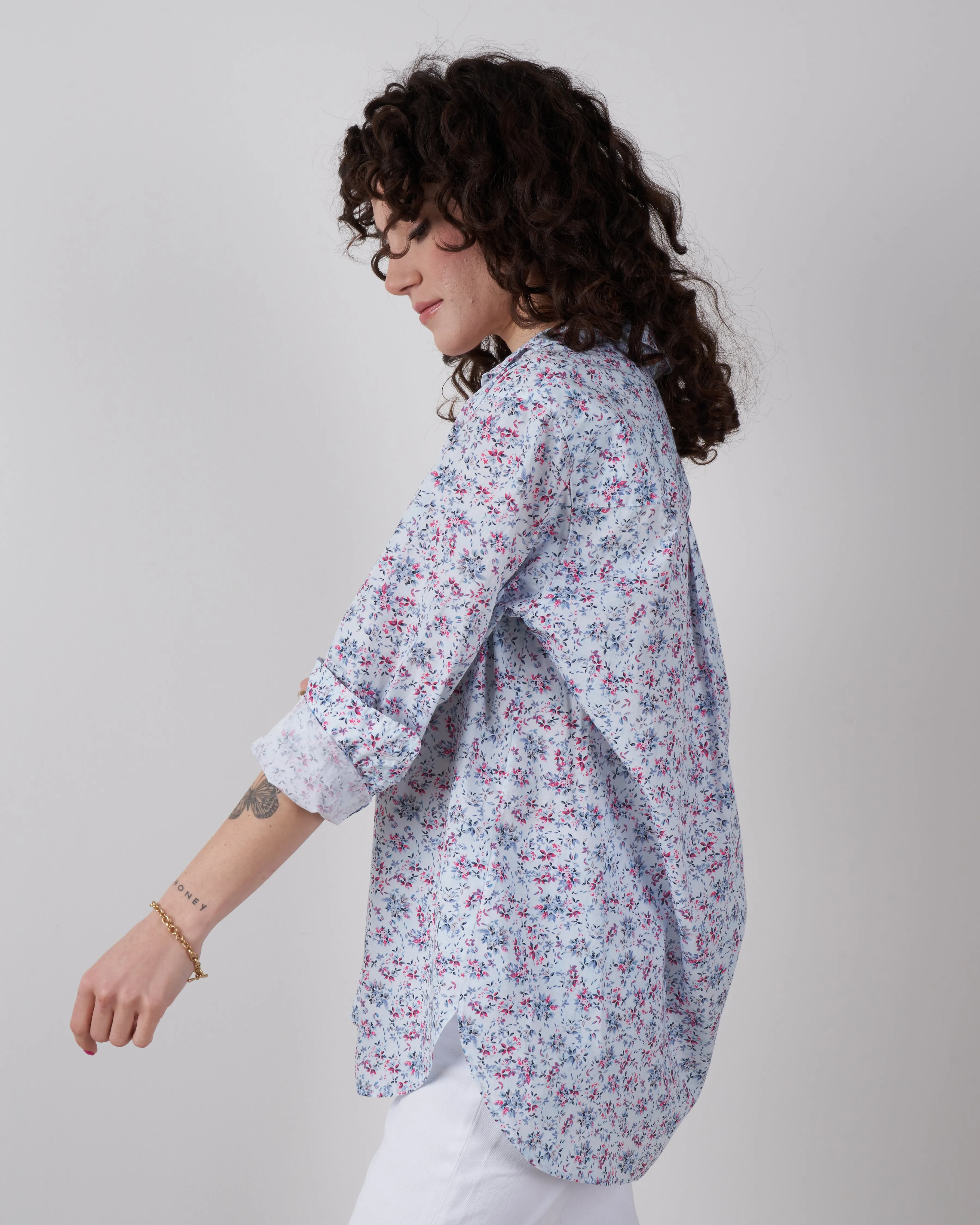 joedy button up - blue, pink floral