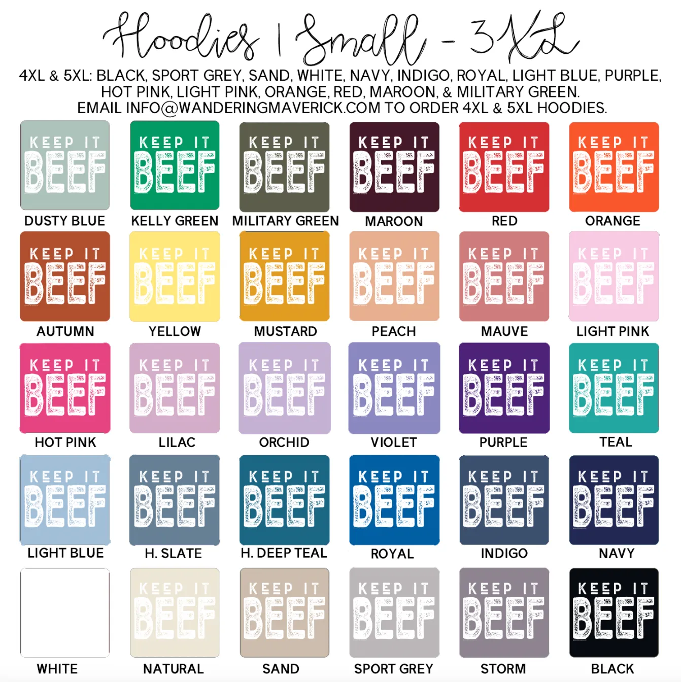 Keep It Beef WHITE INK Hoodie (S-3XL) Unisex - Multiple Colors!
