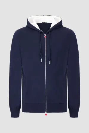 Kiton Blue/White Zipped Hoodie