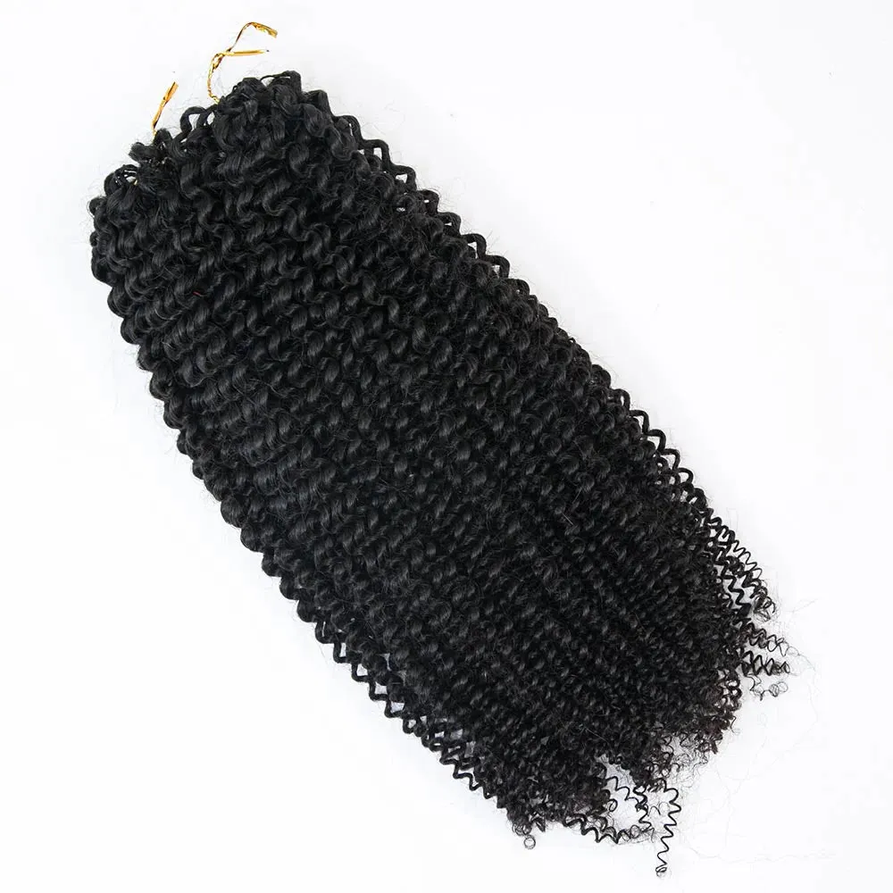 Knotless Pre-Separated Feather Crochet Hair Extension Afro Kinky Curly Human Hair