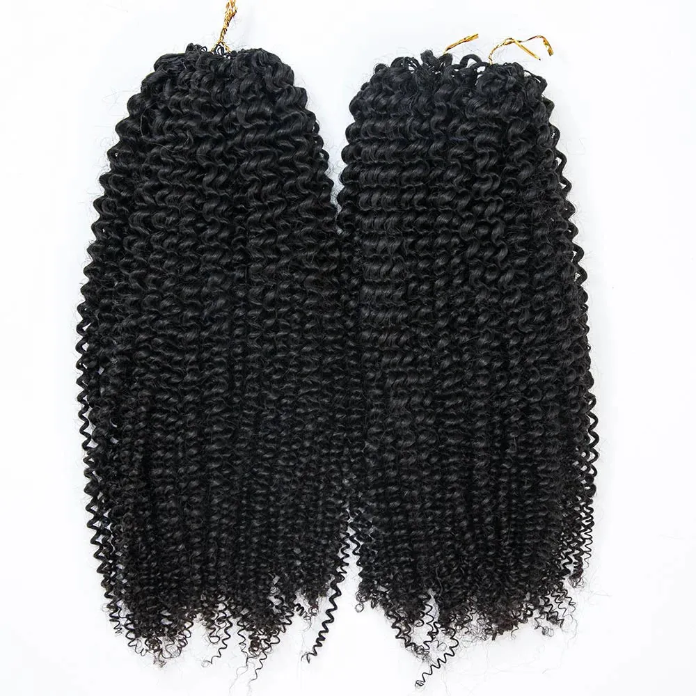 Knotless Pre-Separated Feather Crochet Hair Extension Afro Kinky Curly Human Hair