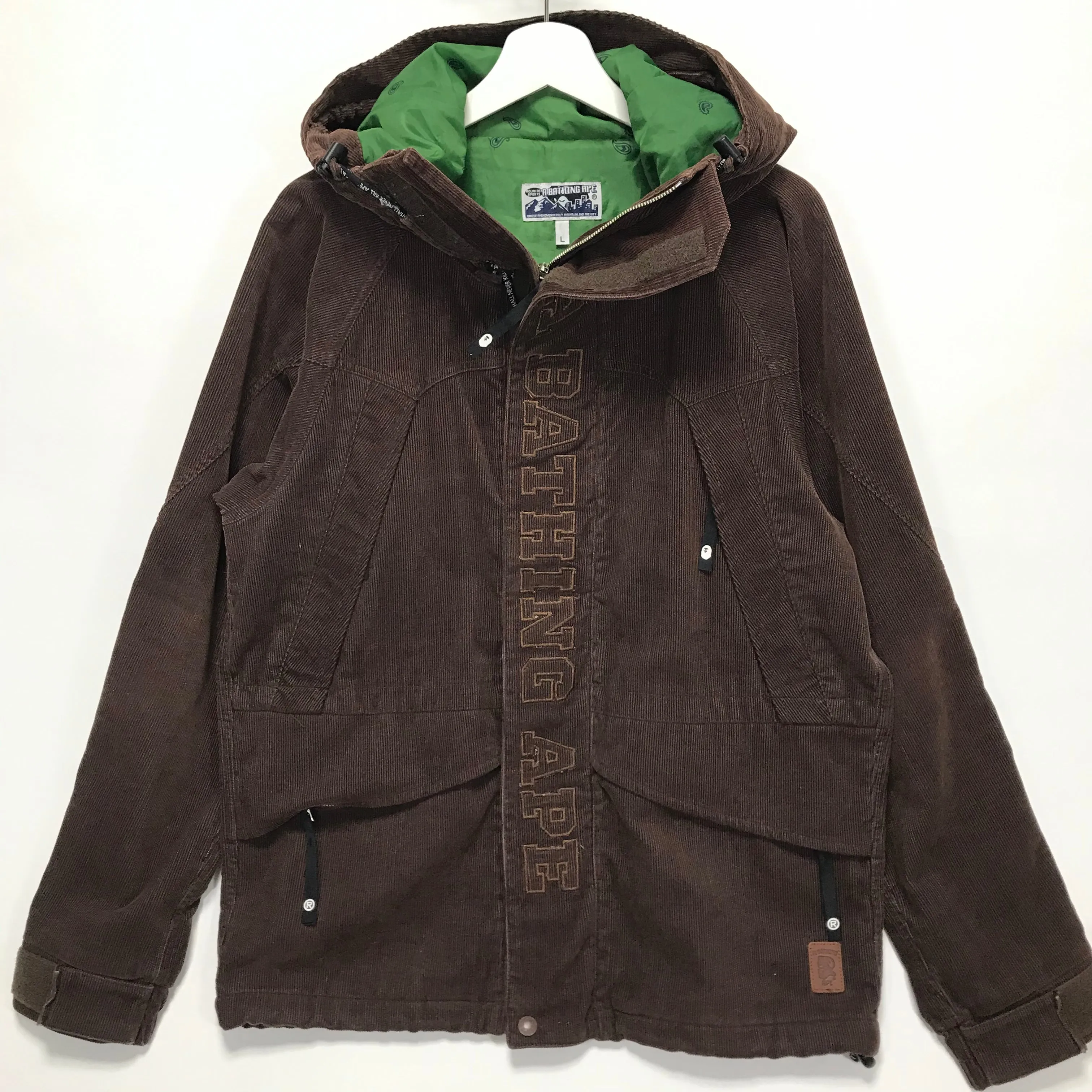 [L] A Bathing Ape Bape Corduroy Snowboard Jacket Brown