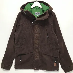 [L] A Bathing Ape Bape Corduroy Snowboard Jacket Brown