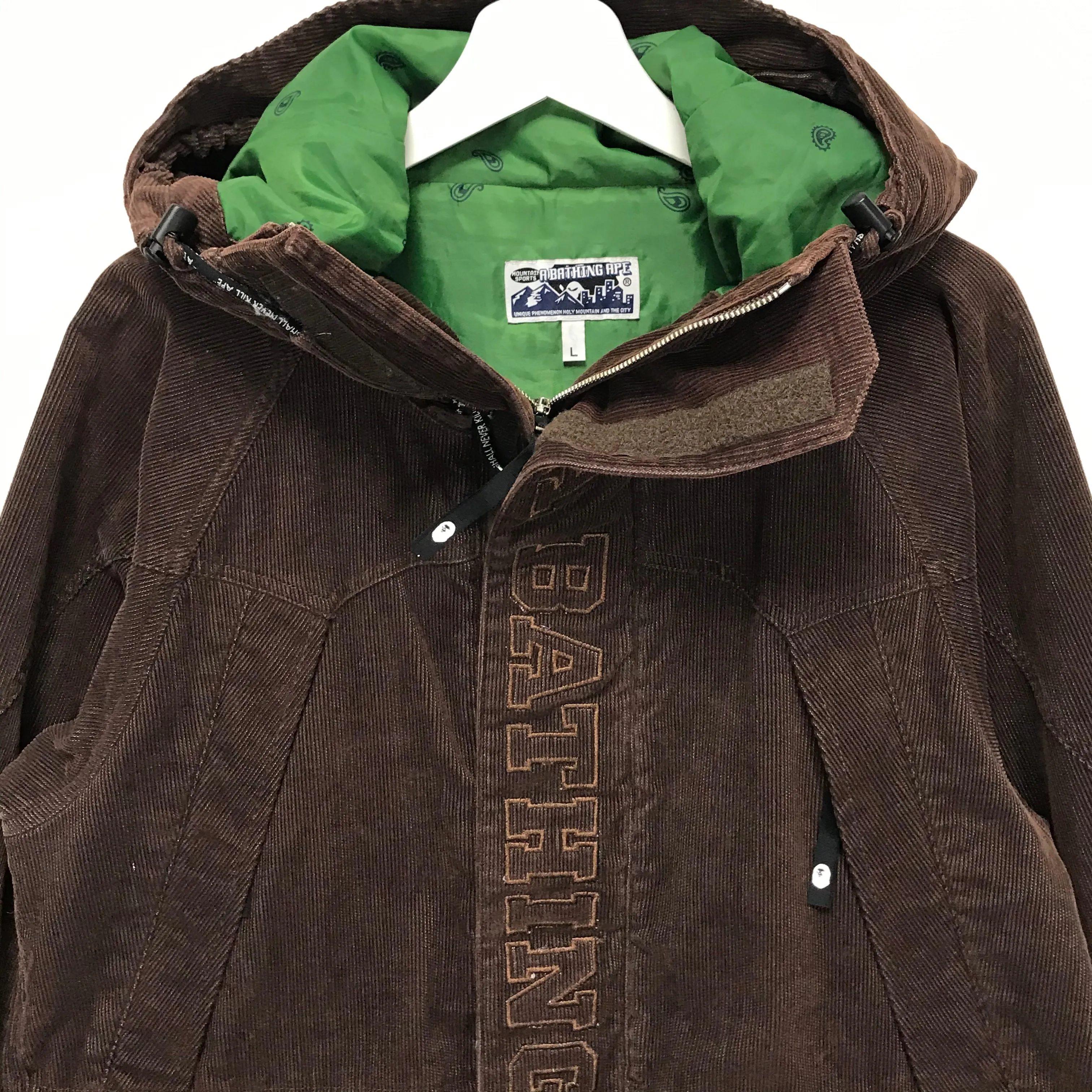 [L] A Bathing Ape Bape Corduroy Snowboard Jacket Brown