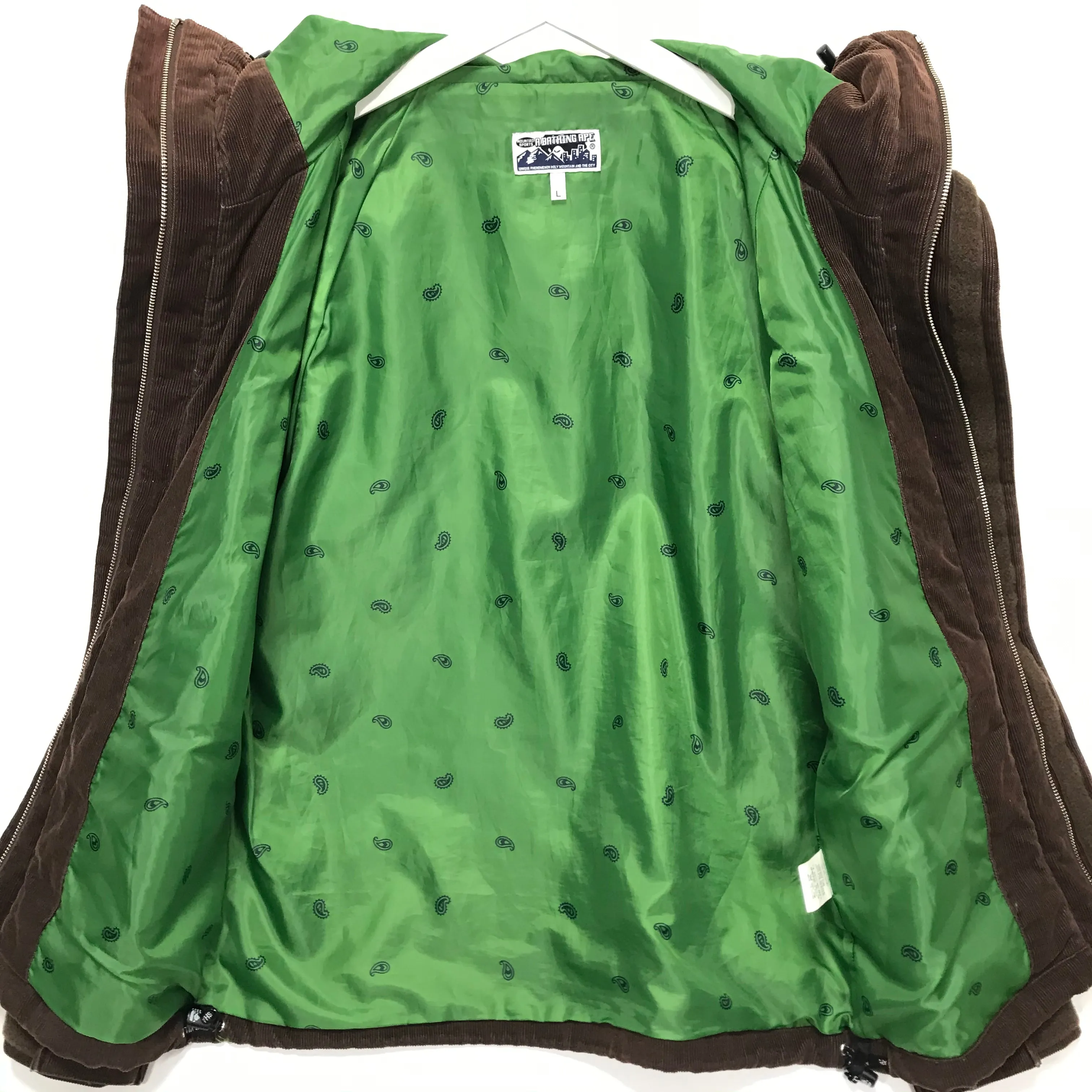 [L] A Bathing Ape Bape Corduroy Snowboard Jacket Brown