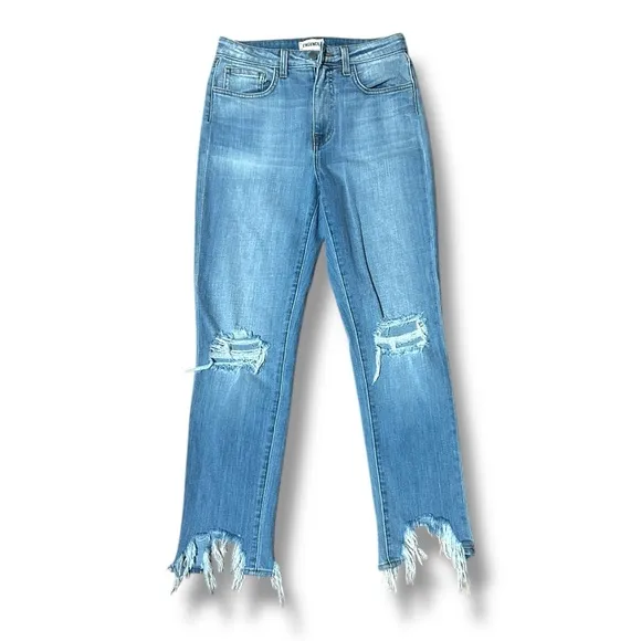 L'AGENCE High Line High Rise Skinny in Fade Out Size 27 Light Wash Distressed