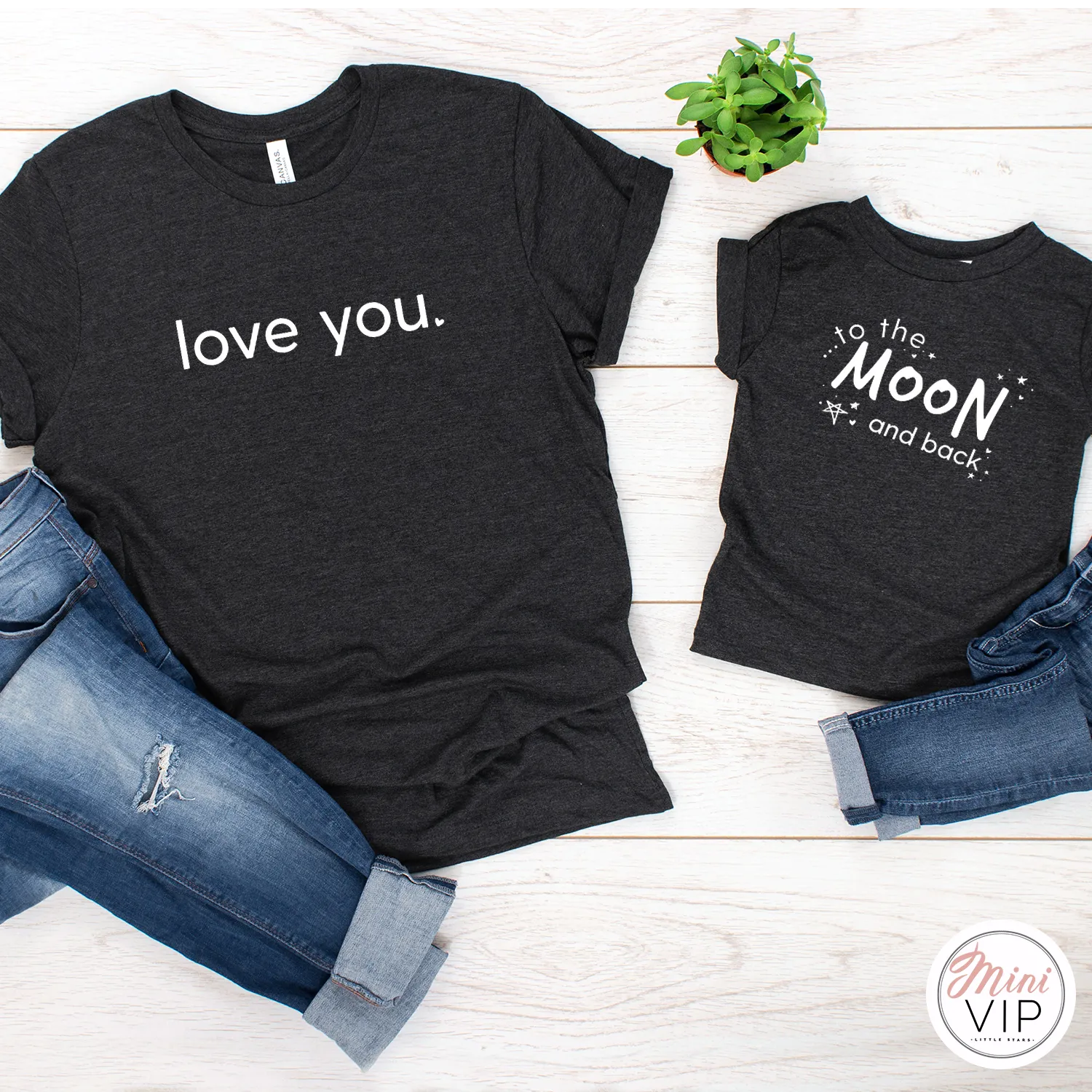 Love You - To the Moon and Back Black Twinning T-Shirts