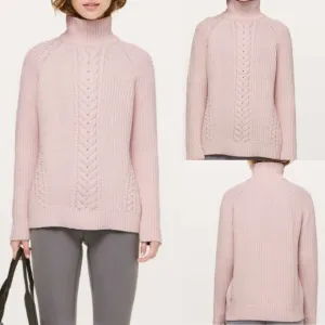 Lululemon Athletica Call The Cozy Turtleneck Chunky Sweater in Pink size 4