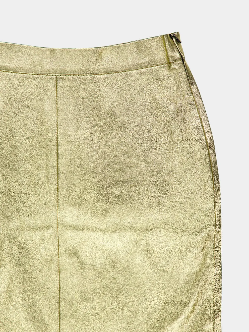 Luna Gold-Effect Leather Skirt