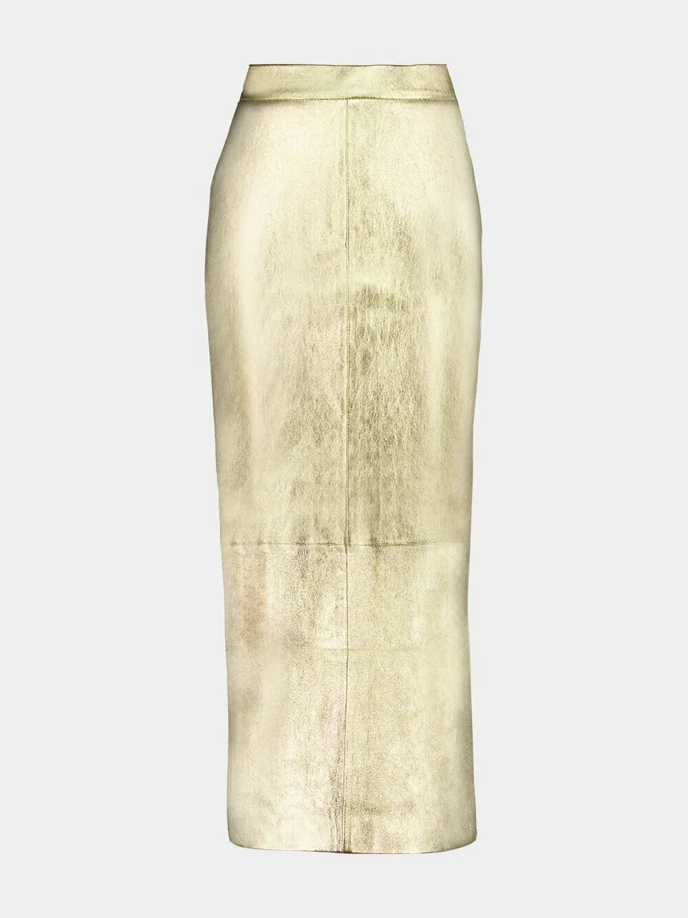 Luna Gold-Effect Leather Skirt