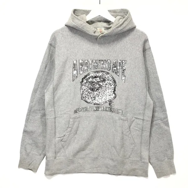 [M] A Bathing Ape Bape Vintage 'Cash Money' Bling Logo Hoodie Grey