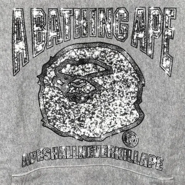 [M] A Bathing Ape Bape Vintage 'Cash Money' Bling Logo Hoodie Grey