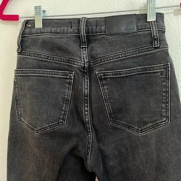 Madewell 5?Pocket High Rise Washed Black Classic Straight Leg Jeans Size 23