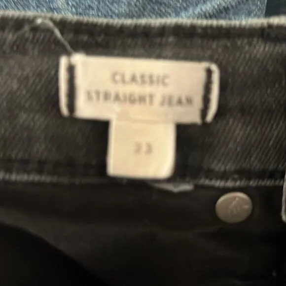 Madewell 5?Pocket High Rise Washed Black Classic Straight Leg Jeans Size 23