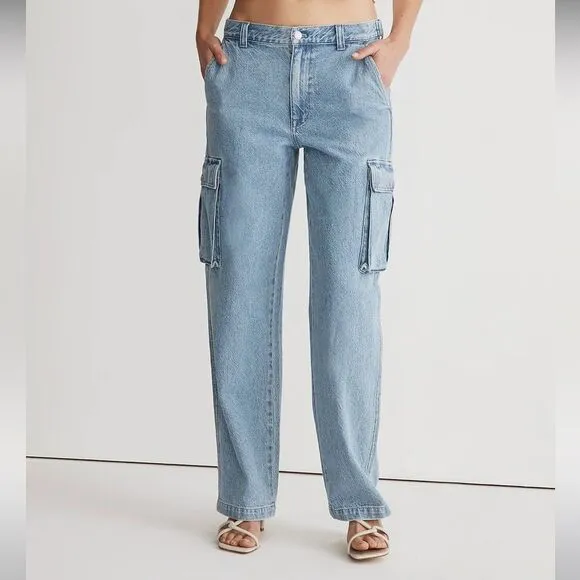 Madewell NWOT Low Slung Straight Cargo Jeans Size 28 in Coleman Wash