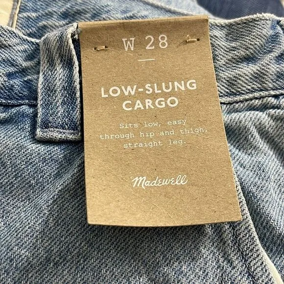 Madewell NWOT Low Slung Straight Cargo Jeans Size 28 in Coleman Wash