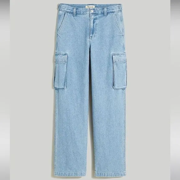 Madewell NWOT Low Slung Straight Cargo Jeans Size 28 in Coleman Wash