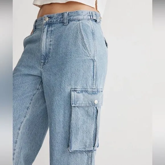 Madewell NWOT Low Slung Straight Cargo Jeans Size 28 in Coleman Wash