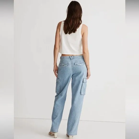 Madewell NWOT Low Slung Straight Cargo Jeans Size 28 in Coleman Wash