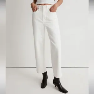 Madewell NWT Perfect Vintage Wide Leg Crop Jeans Size 31 High Rise in Tile White