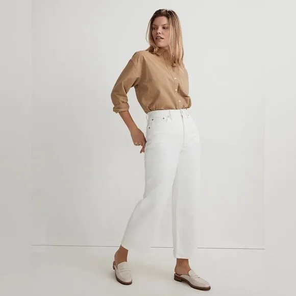 Madewell NWT Perfect Vintage Wide Leg Crop Jeans Size 33 High Rise in Tile White