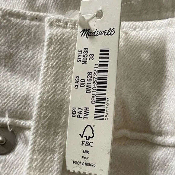 Madewell NWT Perfect Vintage Wide Leg Crop Jeans Size 33 High Rise in Tile White
