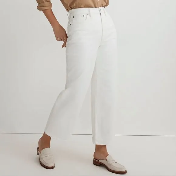 Madewell NWT Perfect Vintage Wide Leg Crop Jeans Size 33 High Rise in Tile White