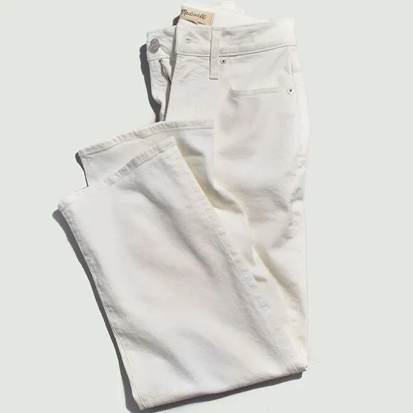 Madewell NWT Perfect Vintage Wide Leg Crop Jeans Size 33 High Rise in Tile White