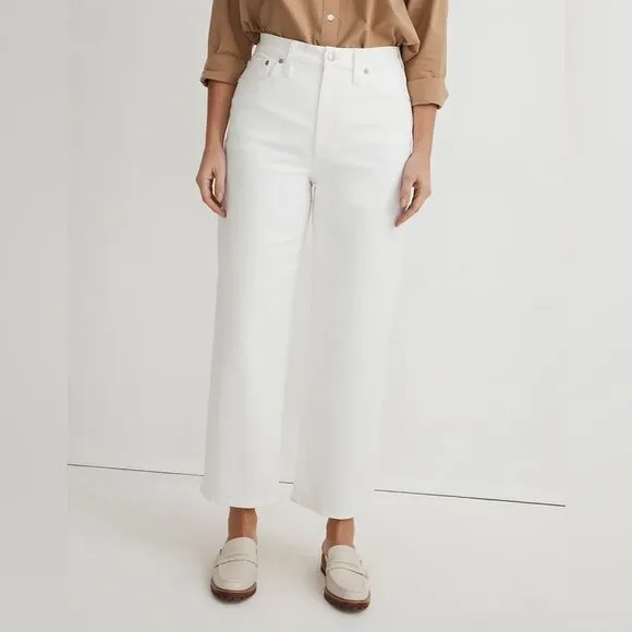 Madewell NWT Perfect Vintage Wide Leg Crop Jeans Size 33 High Rise in Tile White