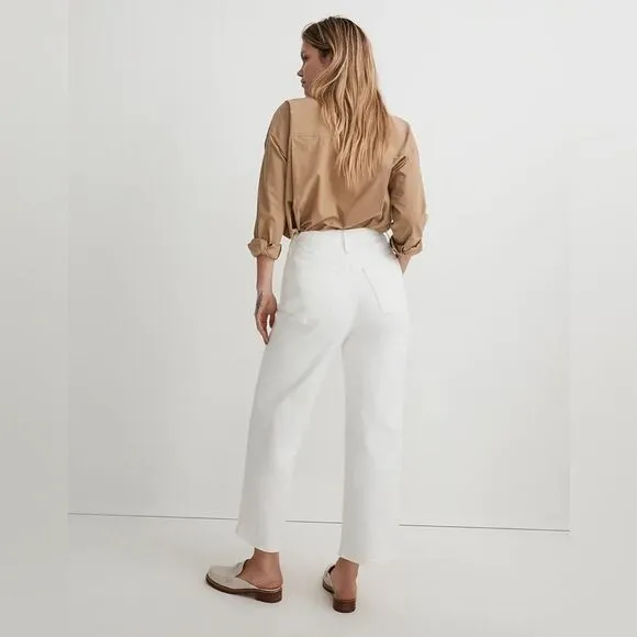 Madewell NWT Perfect Vintage Wide Leg Crop Jeans Size 33 High Rise in Tile White