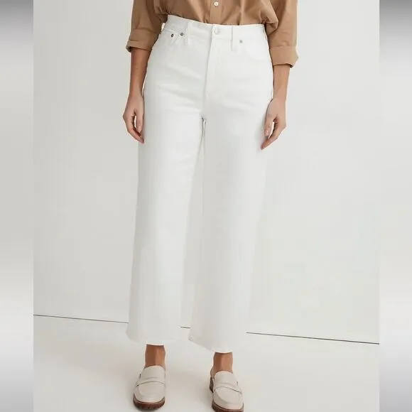 Madewell NWT Perfect Vintage Wide Leg Crop Jeans Size 33 High Rise in Tile White