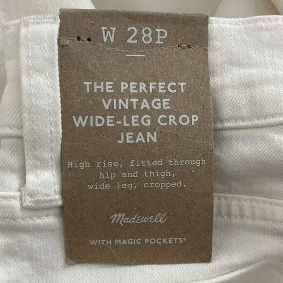 Madewell NWT Petite Perfect Vintage Wide Leg Crop Jean Size 28P