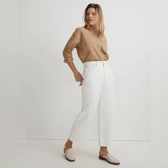 Madewell NWT Petite Perfect Vintage Wide Leg Crop Jeans Size 31P in Tile White