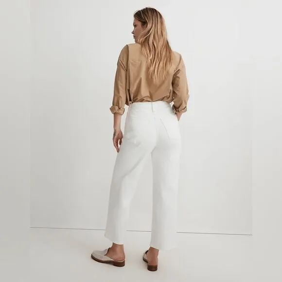 Madewell NWT Petite Perfect Vintage Wide Leg Crop Jeans Size 31P in Tile White
